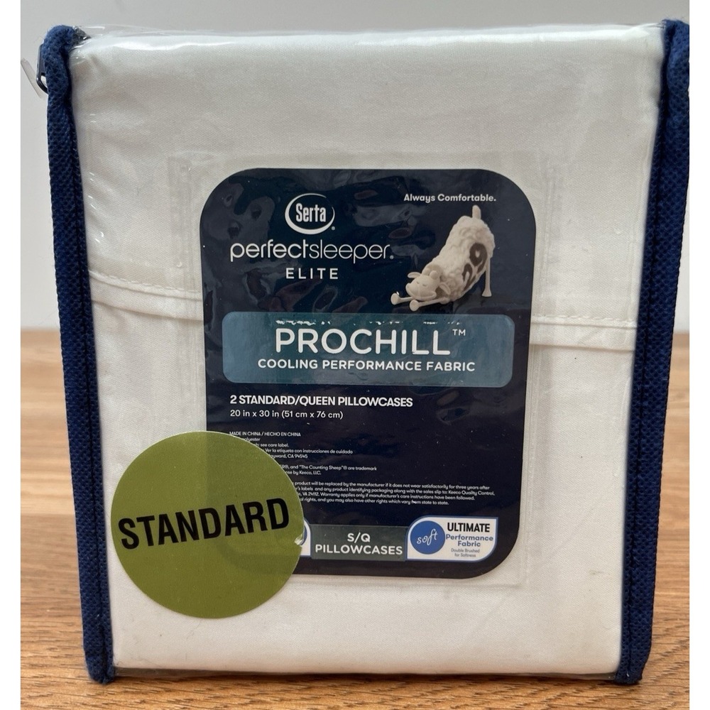 Serta Perfect Sleeper Elite Prochill Cooling Pillowcases White 2 Pack NEW